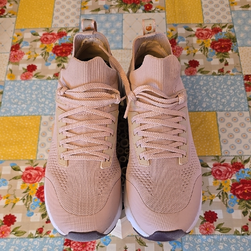 Pink Knit Sneakers with White Sole
